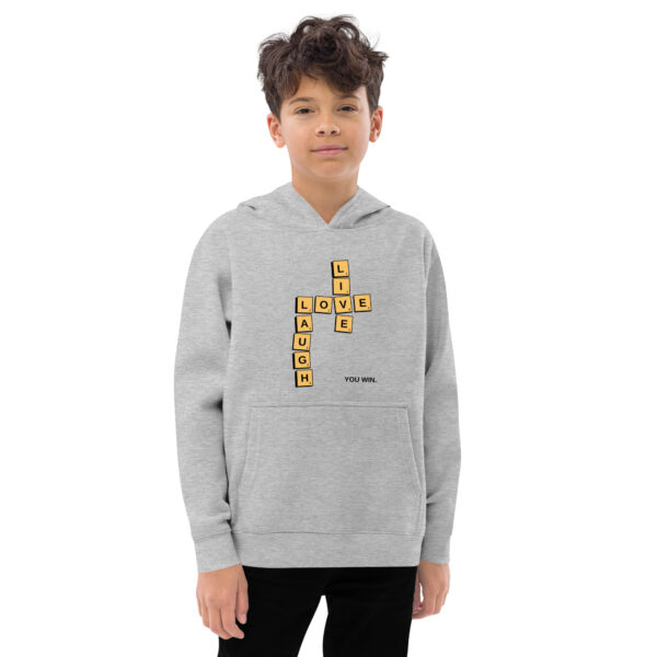 Live, Love, Laugh. You Win Scrabble®️ inspired  Kids fleece hoodie - Image 2
