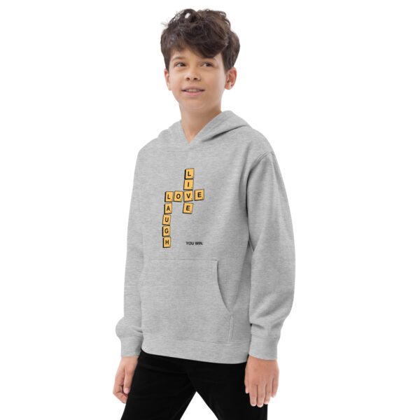 Live, Love, Laugh. You Win Scrabble®️ inspired  Kids fleece hoodie - Image 4