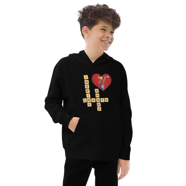 Inspire. Create. Share. Scrabble®️ Inspired Kids fleece hoodie - Image 2