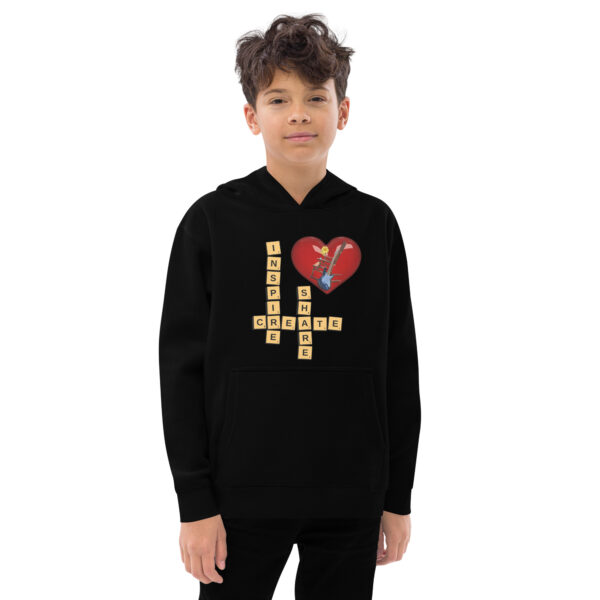 Inspire. Create. Share. Scrabble®️ Inspired Kids fleece hoodie