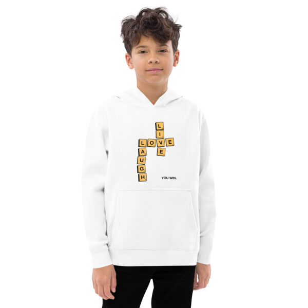Live, Love, Laugh. You Win Scrabble®️ inspired  Kids fleece hoodie