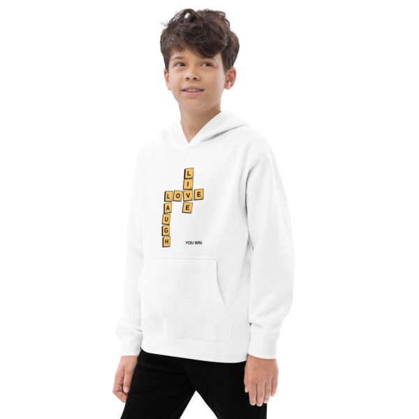 Live, Love, Laugh. You Win Scrabble®️ inspired  Kids fleece hoodie - Image 6