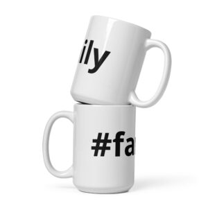 #family White glossy mug