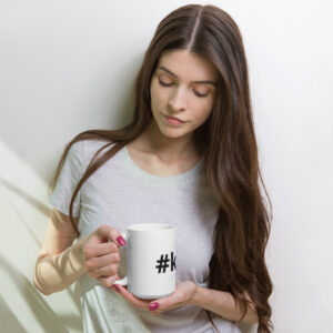 #kind White glossy mug H