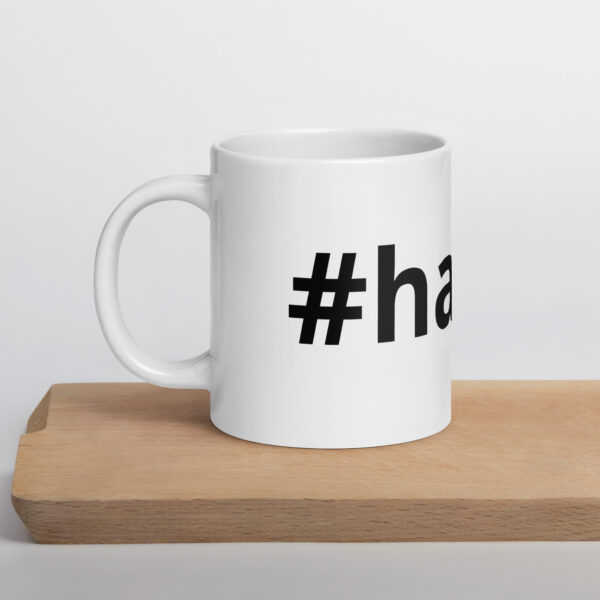 #happy White glossy mug