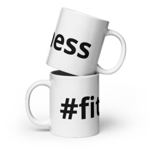 #fitness White glossy mug
