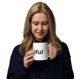 #beautiul White glossy mug