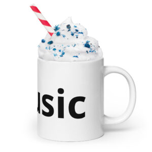 #music White glossy mug